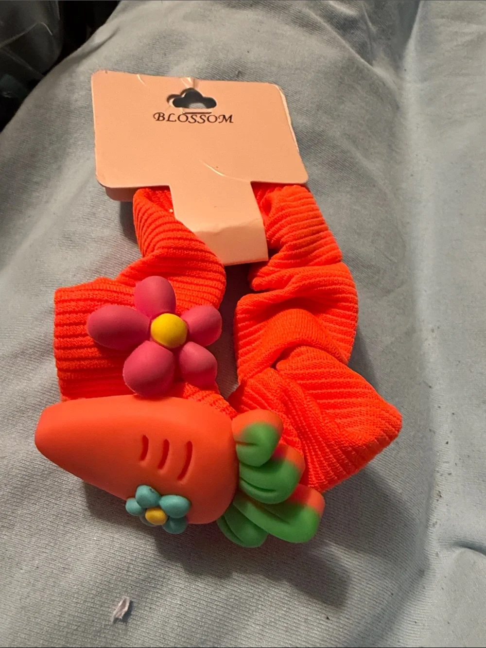 Multiples Blue Mermaid Print Hair Bow with Orange Scrunchies